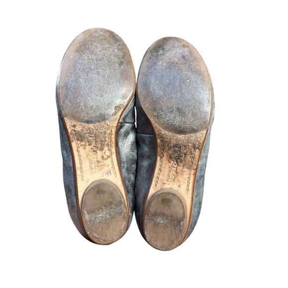 Paul Green Hailey Metallic Silver Distressed Flower Detail Ballet Flats - 7 - Picture 5 of 7